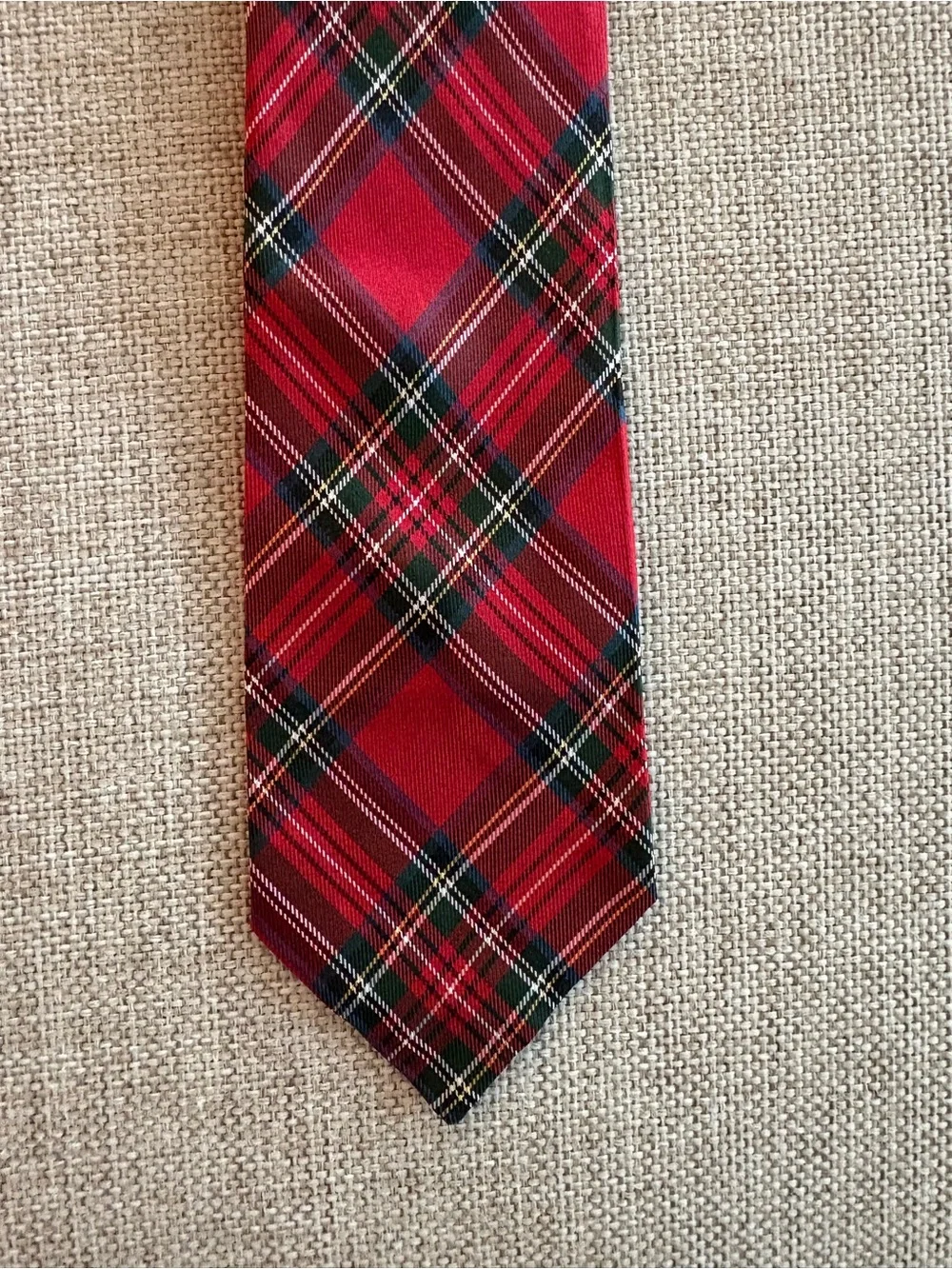 Talbots Kids Red Tartan Plaid Adjustable Zip Tie Christmas Holiday
